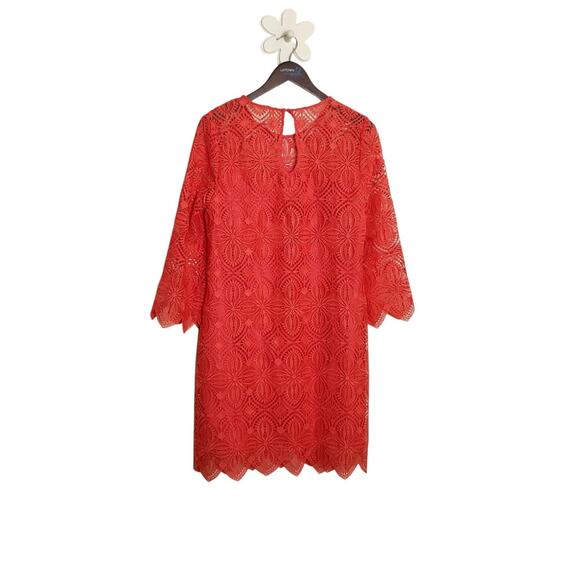 NWT TRINA TURK Dress Red Venetian Lace Party Cocktail Wedding Guest Dress Sz 8 - Picture 9 of 14
